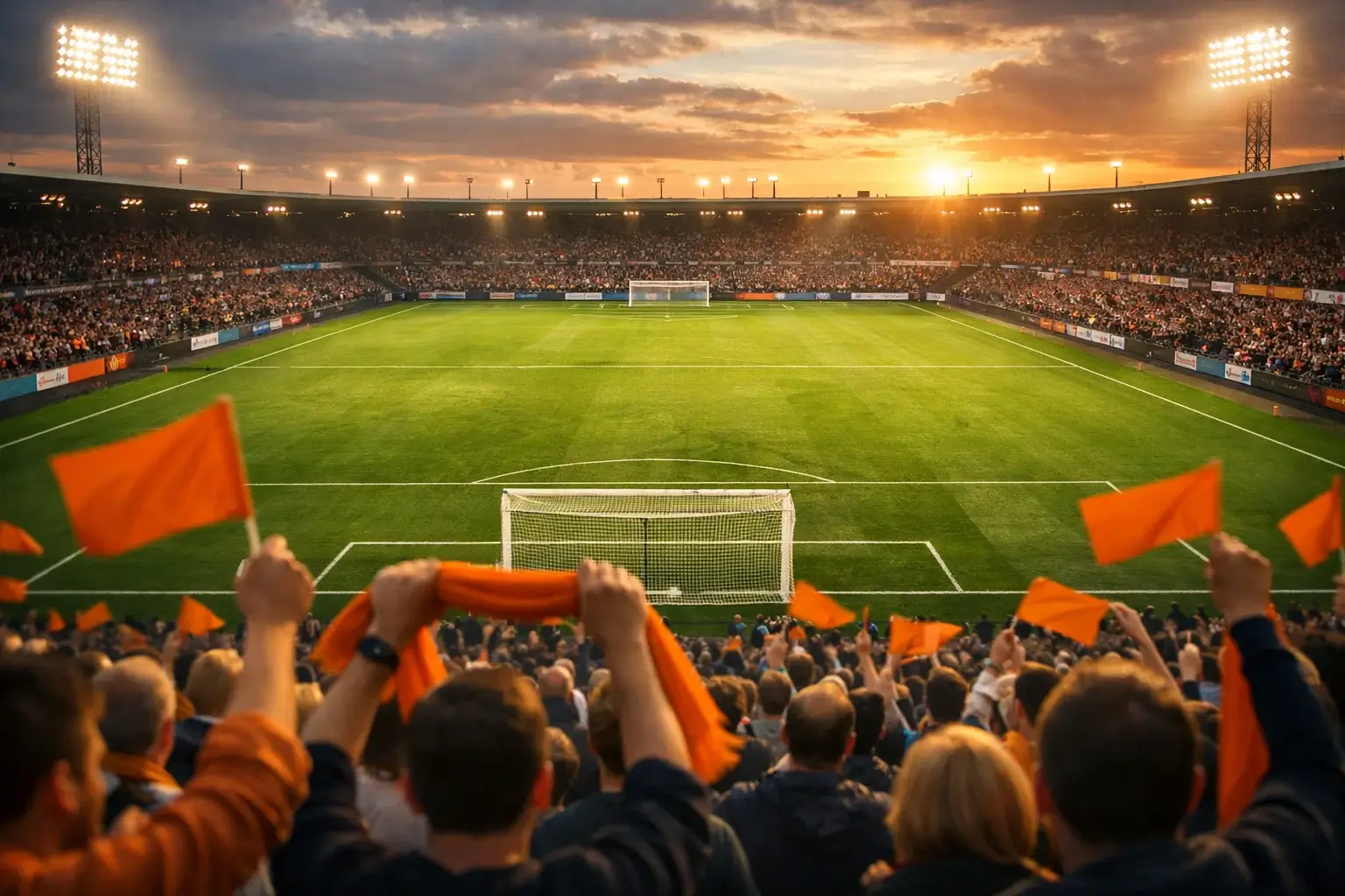 Ausverkauftes Fußballstadion mit begeisterten Fans bei einem Heimspiel