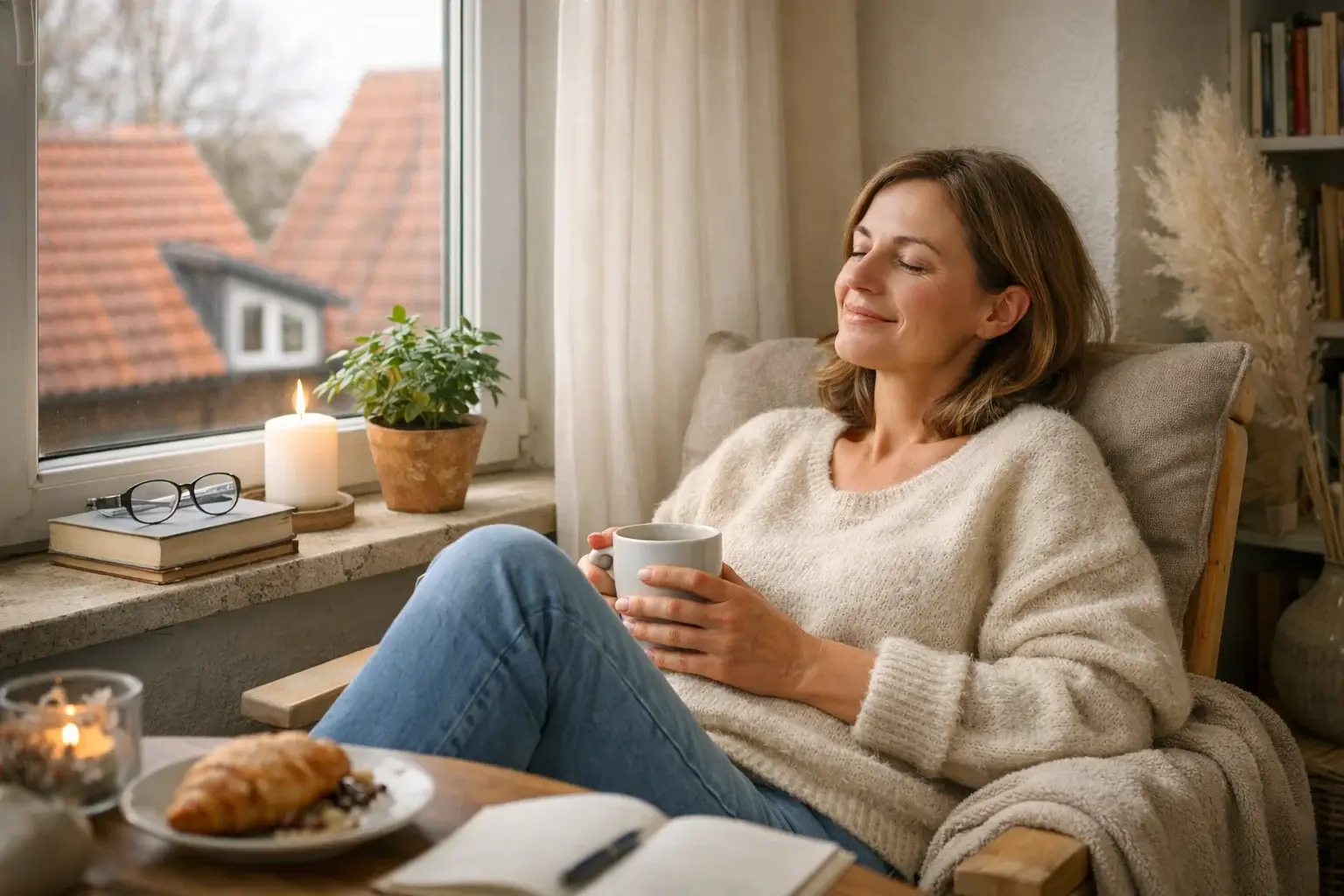 Ruhige Szene einer Person die bewusst eine Pause einlegt