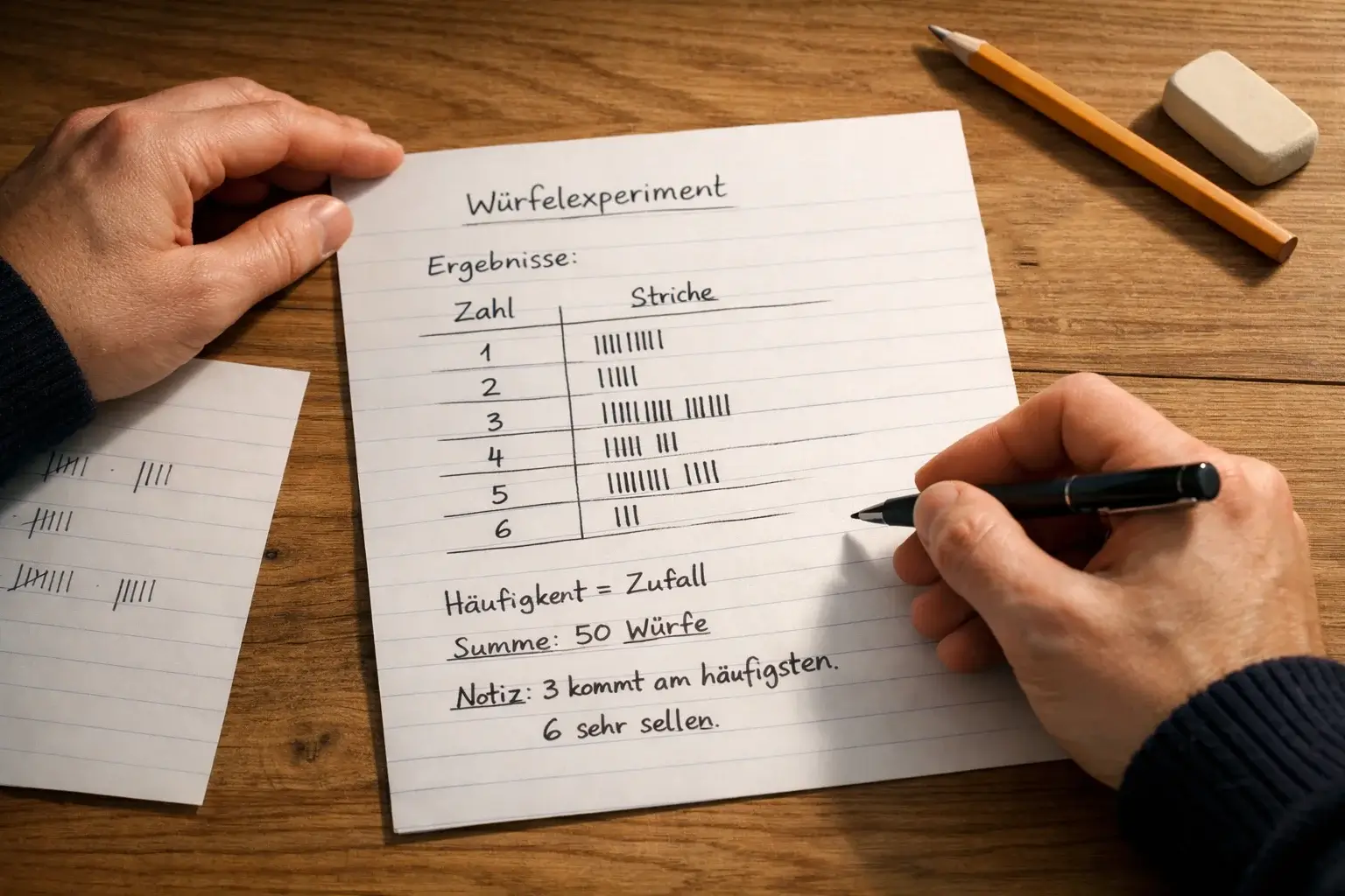 Viele verschiedenfarbige Würfel auf einer Oberfläche symbolisieren Zufallsexperimente